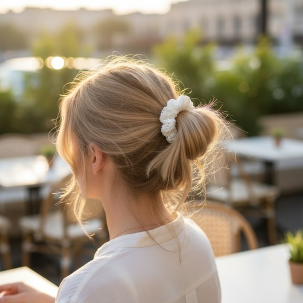 Elegant White Hair Scrunchie